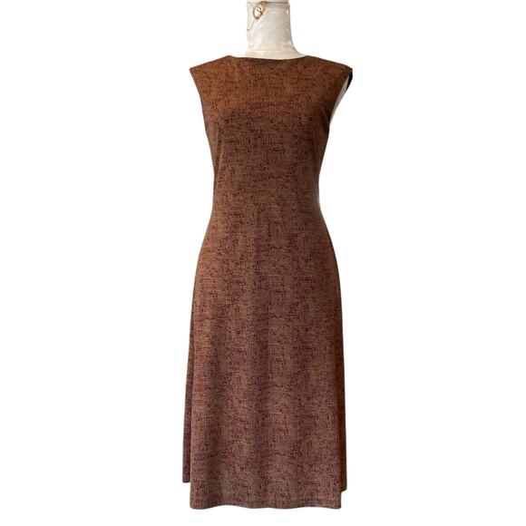 Y2K Lauren Ralph Lauren Rust Brown Red Abstract Lace Up Back Shift Dress Small - Picture 1 of 14